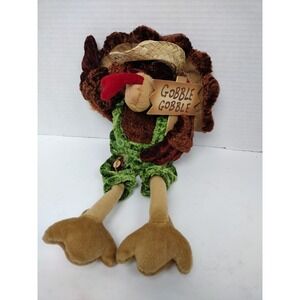 Dandee Turkey Plush Gobble Gobble Sign Straw Hat Sitting Collector's Choice 14"
